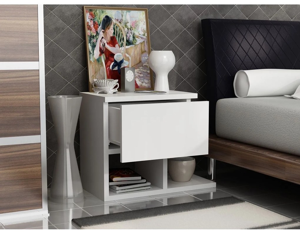 Mesa de Cabeceira Yasso – Branco – 46,8x36,8x33 cm