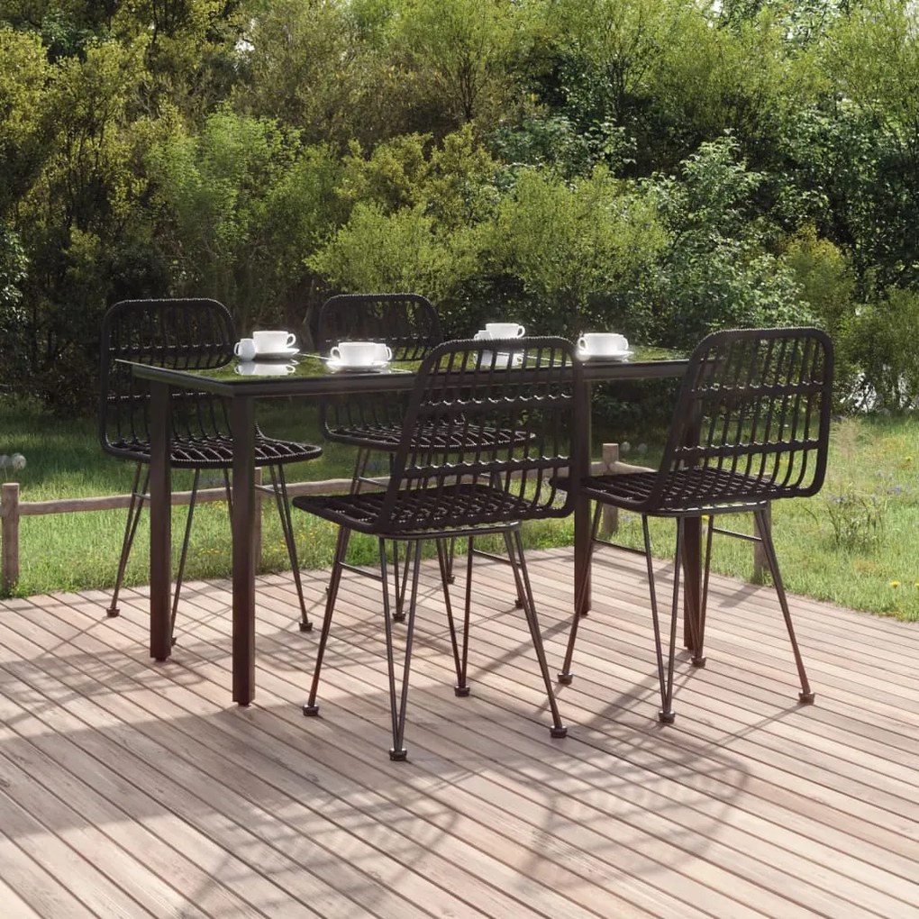 vidaXL 5 pcs conjunto de jantar p/ jardim vime PE preto