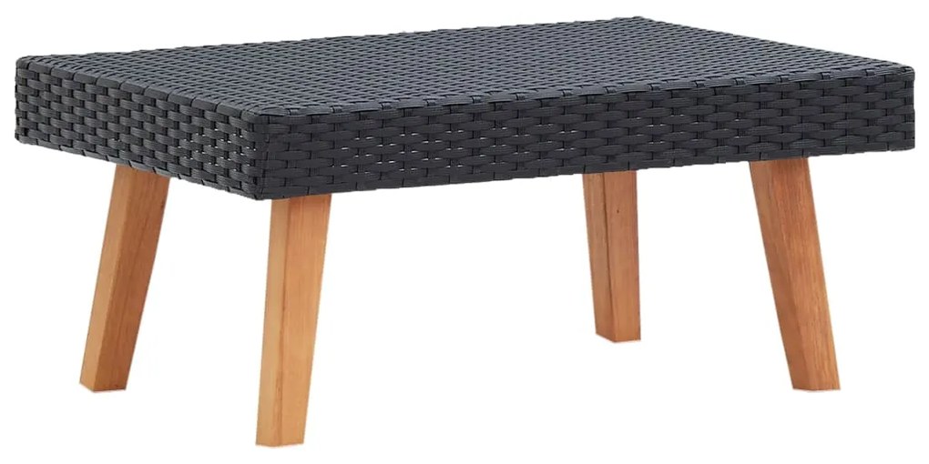 4 pcs conjunto lounge de jardim c/ almofadões vime PE preto