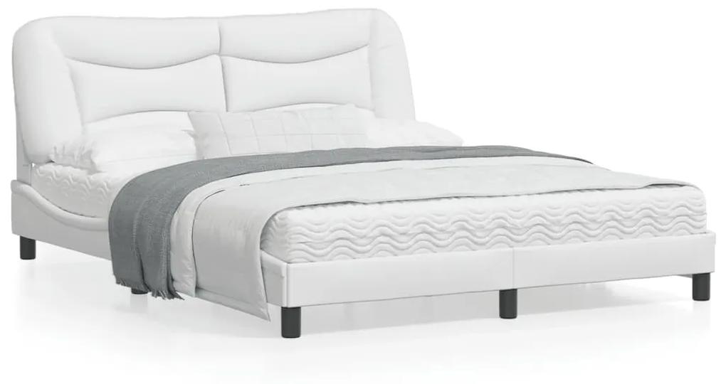 3208010 vidaXL Estrutura cama c/ cabeceira 160x200 cm couro artificial branco