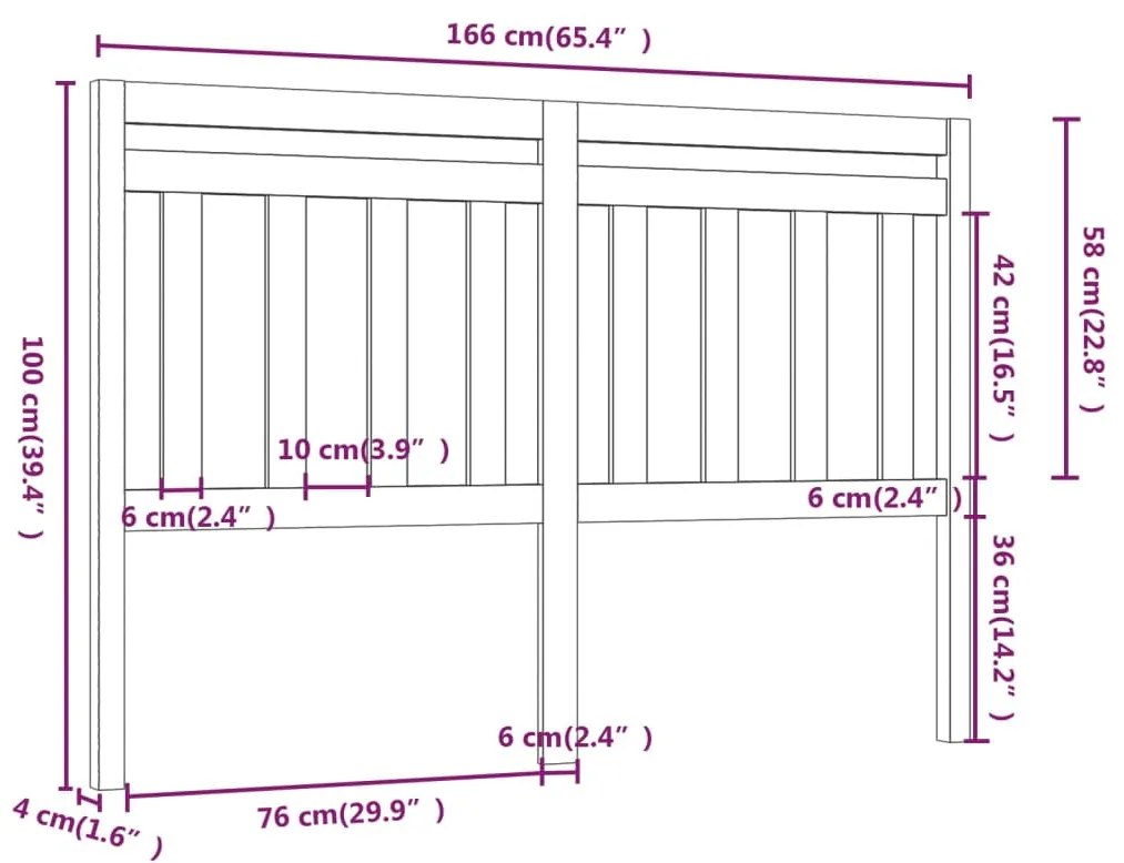 Cabeceira de cama 166x4x100 cm pinho maciço castanho mel