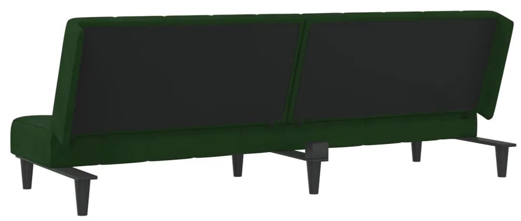 Sofá-cama de 2 lugares veludo verde-escuro