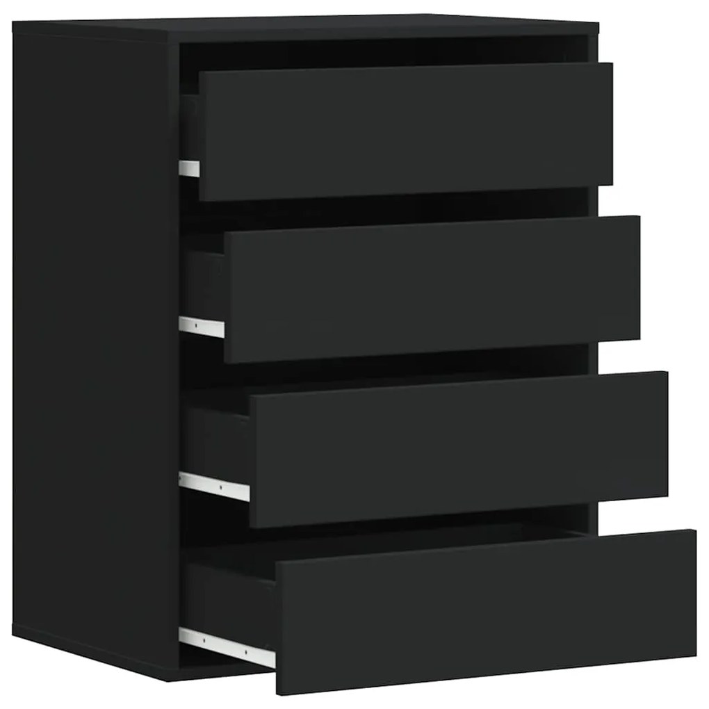 Cómoda com 4 Gavetas - 60x41x76 cm - derivados de madeira - preto