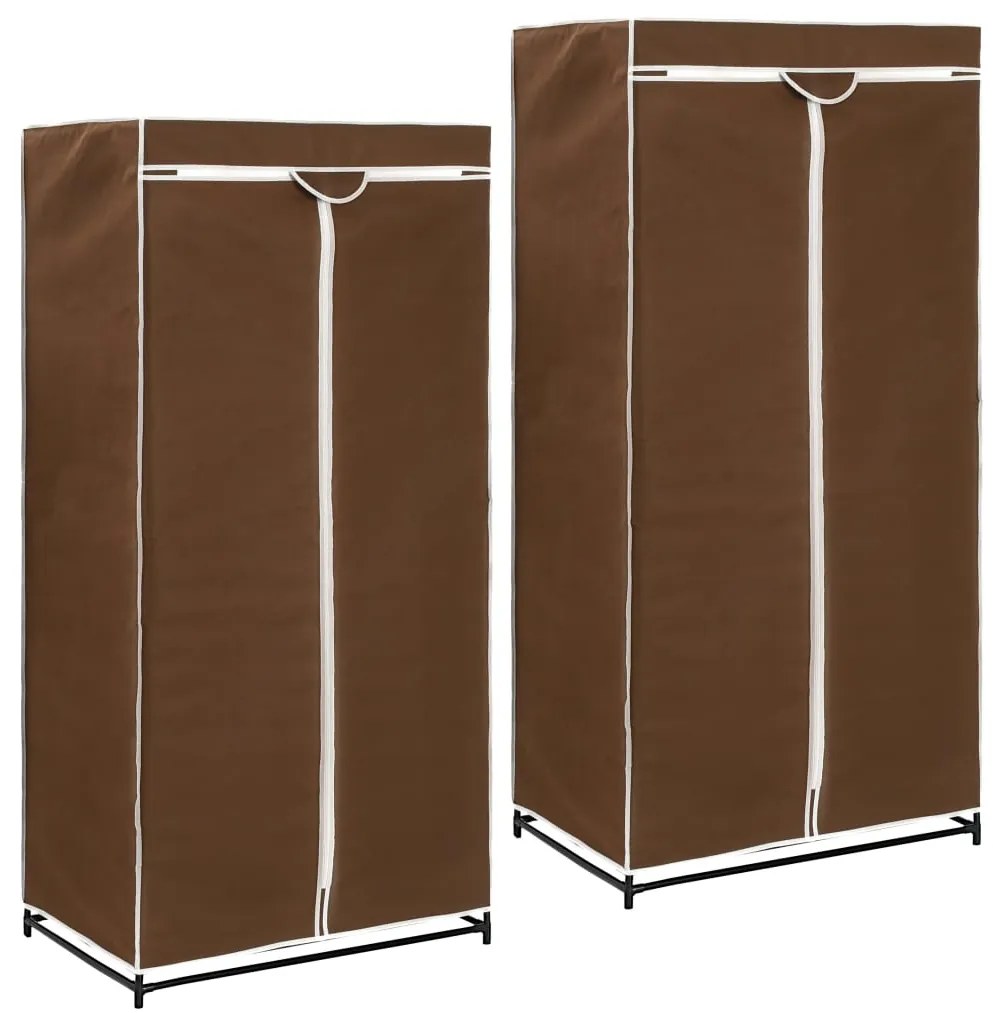 Roupeiros 2 pcs 75x50x160 cm castanho