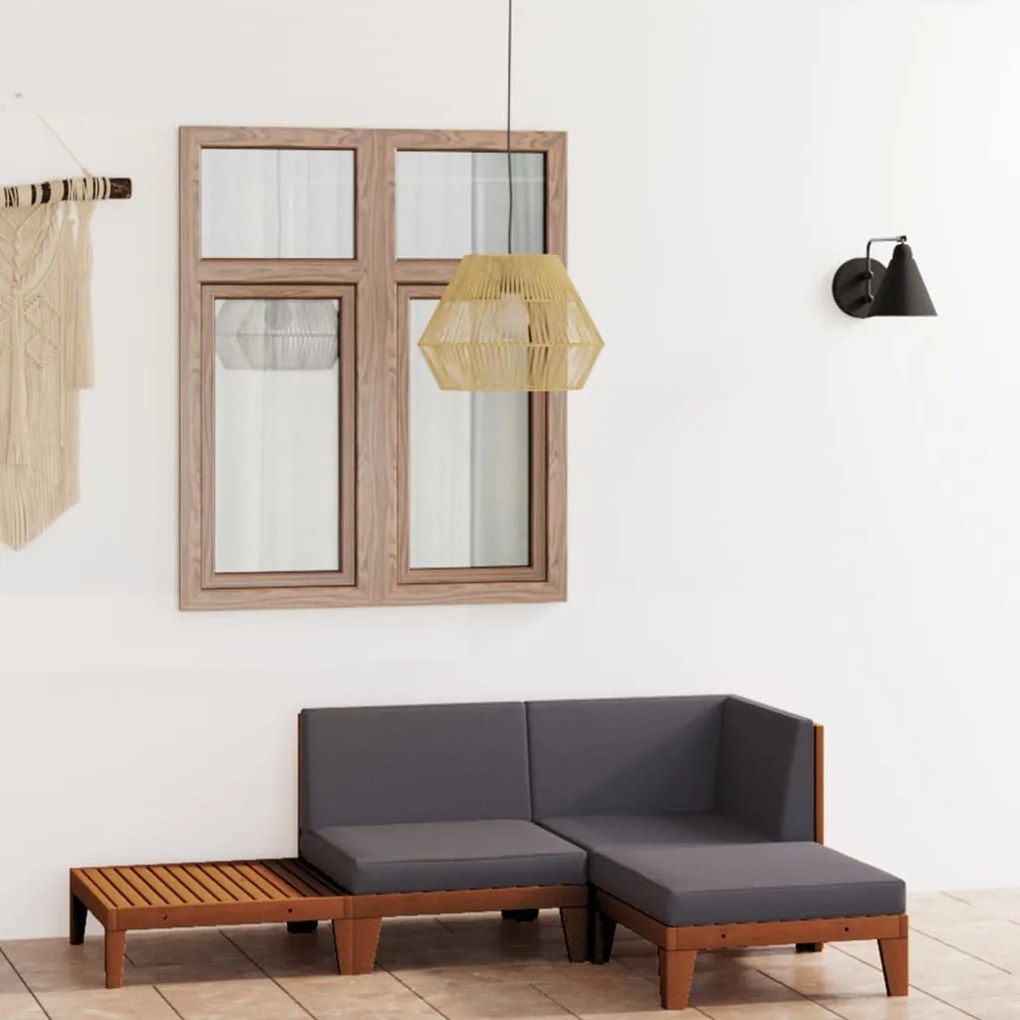 vidaXL 4 pcs conj. lounge jardim c/ almofadões madeira acácia maciça