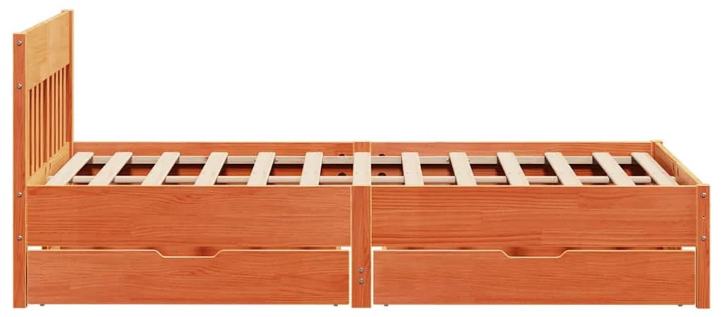 Cama sem colchão 140x190 cm pinho maciço castanho-mel