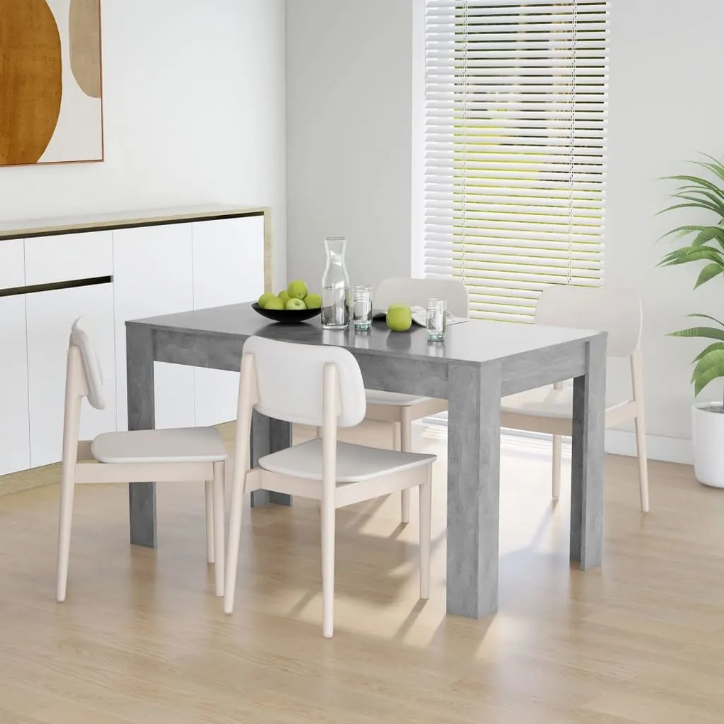 804206 vidaXL Mesa de jantar 140x74,5x76 cm contraplacado cinzento cimento