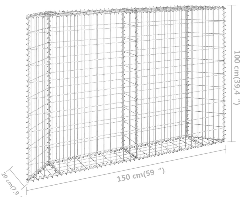 Canteiro elevado/cesto gabião trapézio 150x20x100cm aço galvan.