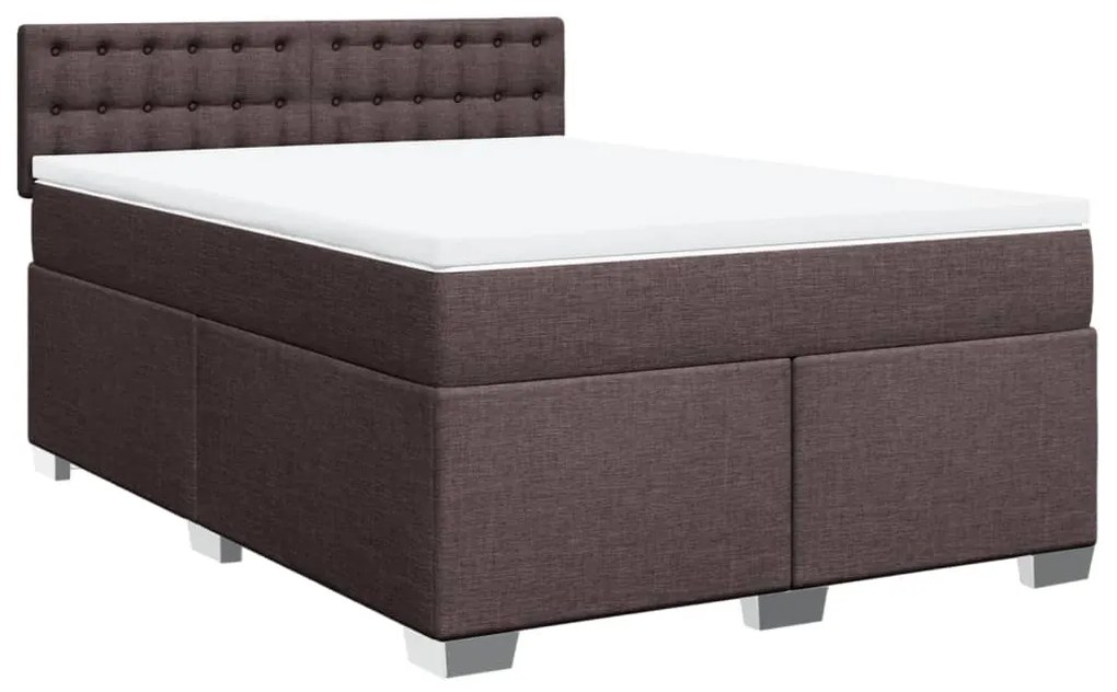 Cama com molas/colchão 140x200 cm tecido castanho-escuro