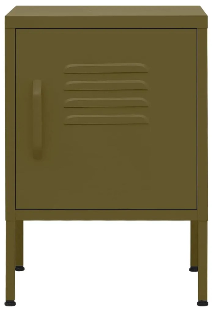 Mesa de cabeceira aço 35x35x51 cm verde-azeitona