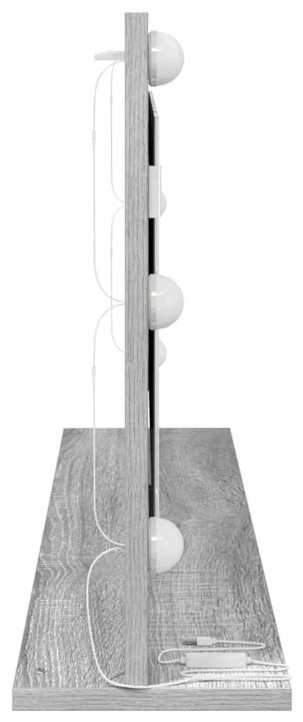 Espelho de Maquilhagem com Luzes LED Cinza Sonoma 100x45x18 cm
