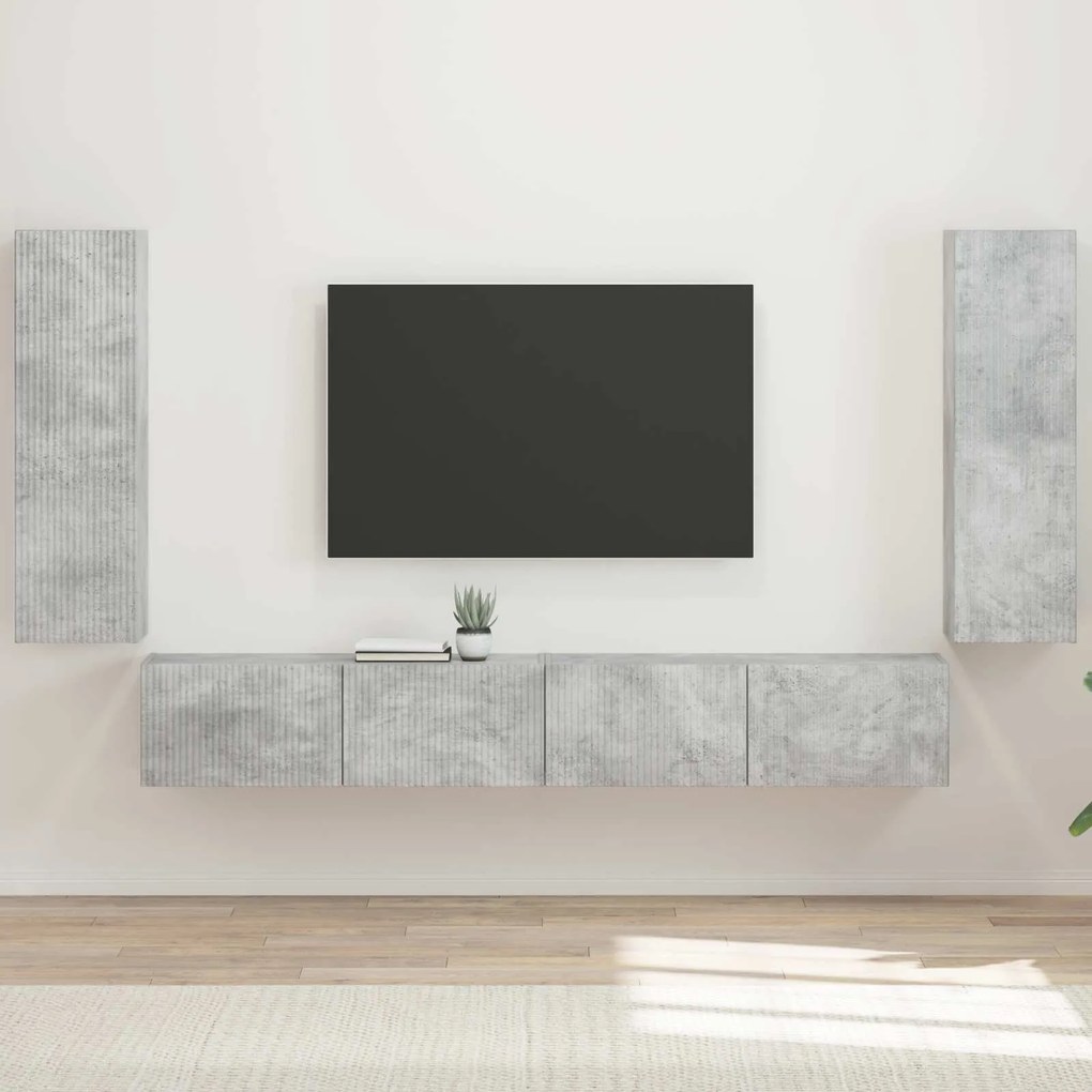 vidaXL Conjunto de Gabinete de Parede para TV 4 pcs Cinzento