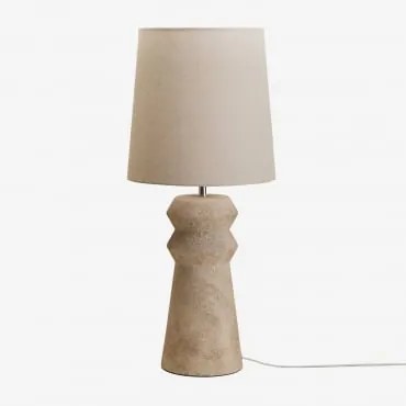 Candeeiro De Mesa De Cerâmica E Linho De 70 Cm Fornia Beige Creme - Sklum