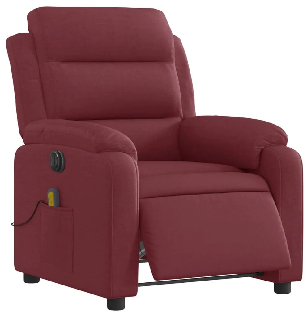 Poltrona reclinável de massagens elétrica tecido vermelho tinto