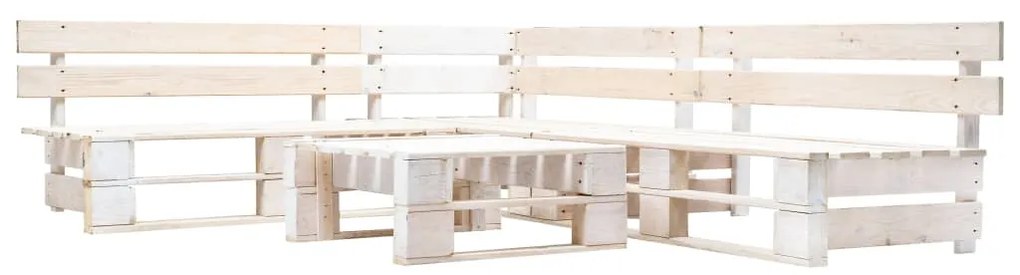 vidaXL Sofás de paletes para jardim 4 pcs madeira branco