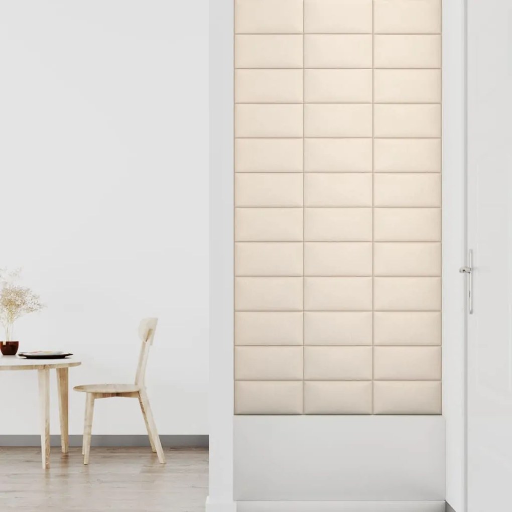 Painel de parede 12 pcs 30x15 cm veludo 0,54 m² cor creme