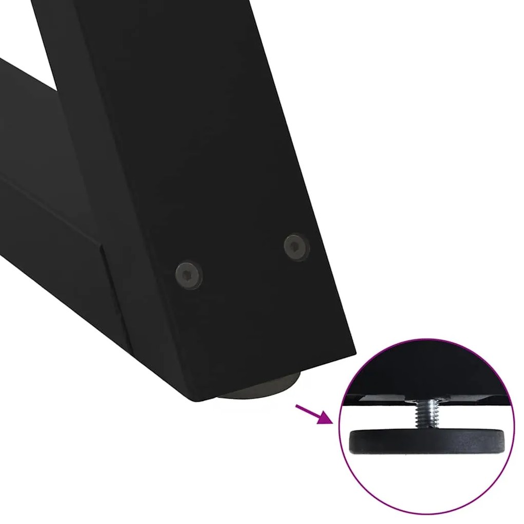 Pés para mesa de jantar 2 peças preto 80x(72-73,3) cm aço