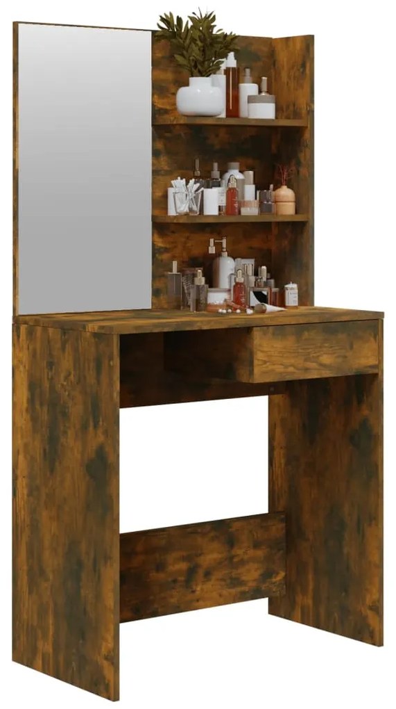 Toucador com espelho 74,5x40x141 cm cor carvalho fumado