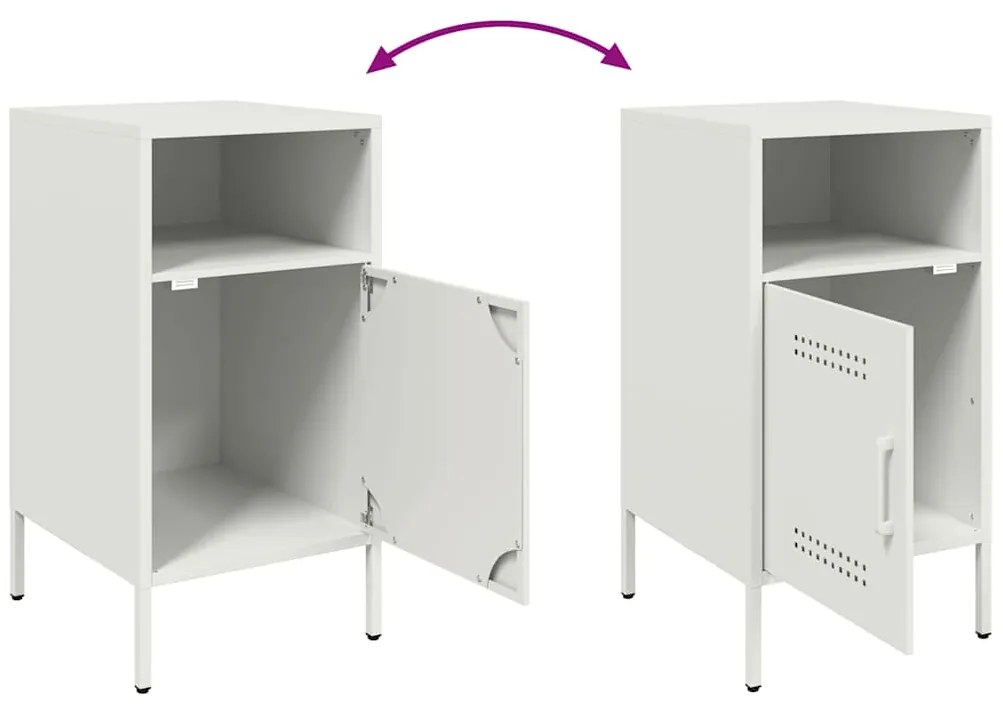 Mesas de cabeceira 2 pcs 36x39x68 cm aço branco