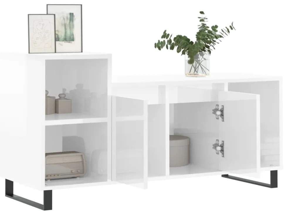 Móvel para TV 100x35x55 cm derivados madeira branco brilhante