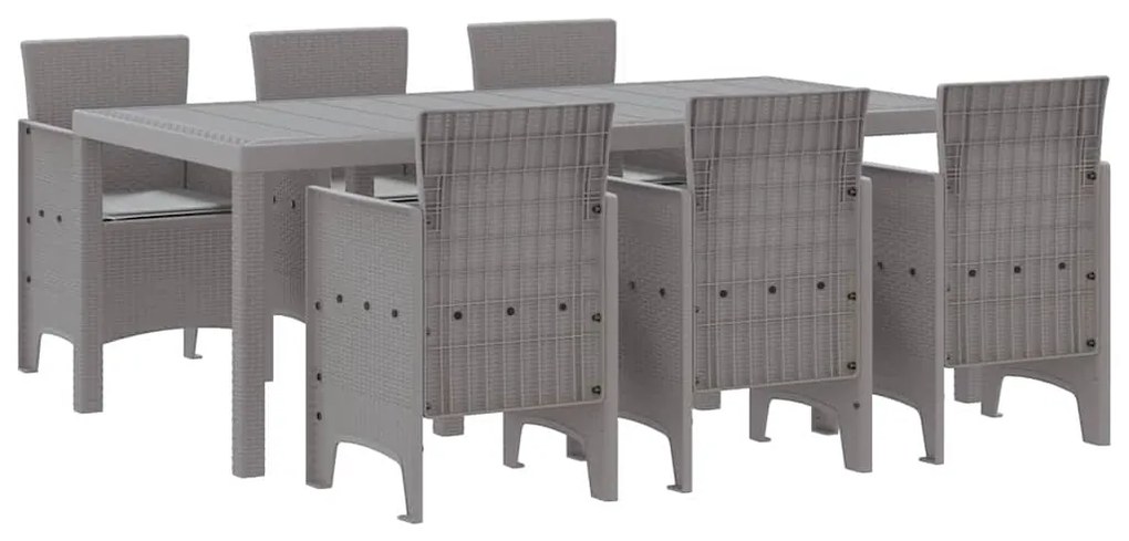 Conjunto de Jantar de Jardim 7 pcs Cinzento-claro