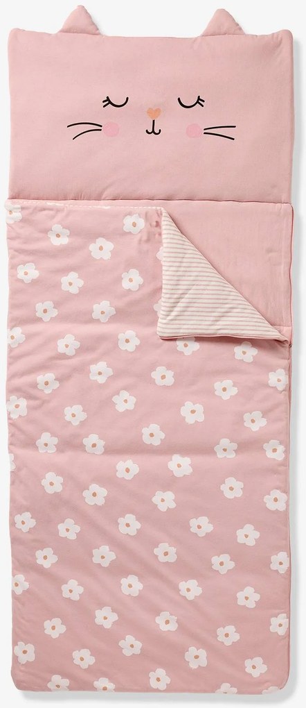 Saco-cama FLEURS CHAT estampado rosa