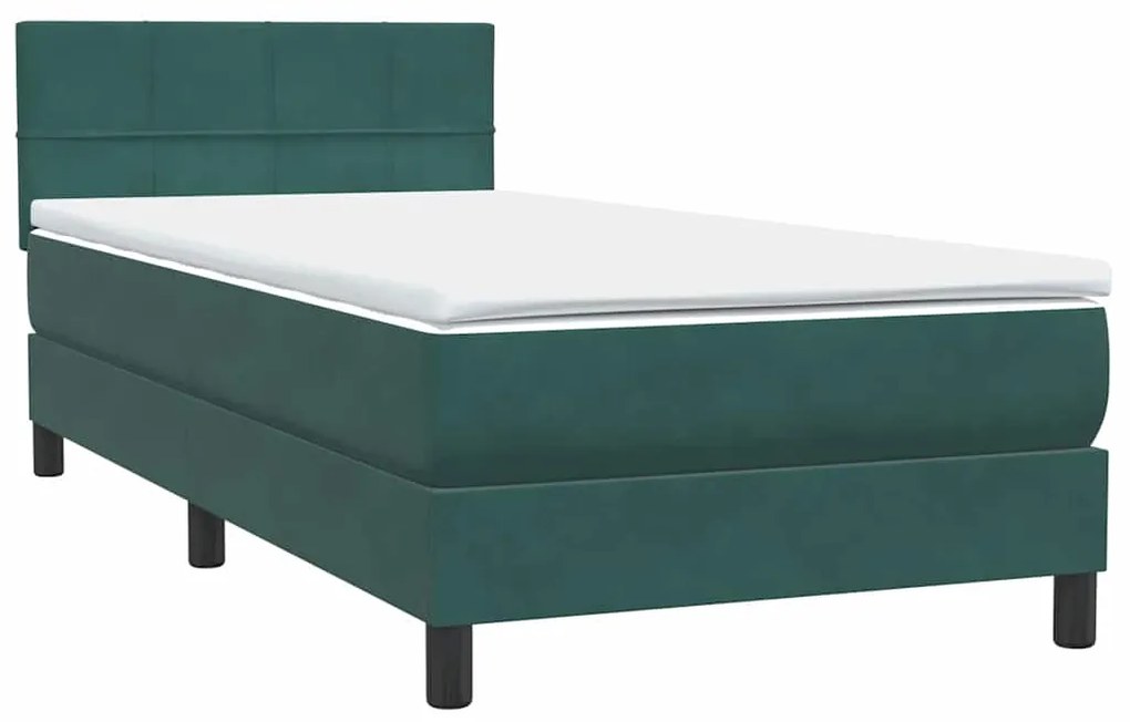 Cama com molas/colchão verde-escuro 80x220 cm veludo