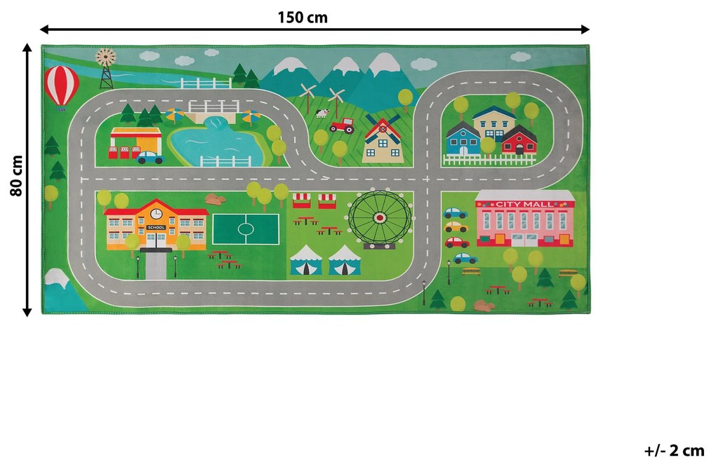 Tapete para crianças 150 x 80 cm verde SEBEN Beliani