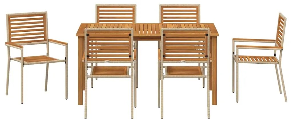 Conjunto de Jantar para Jardim 7 pcs Bege 150 x 90 x 74 cm