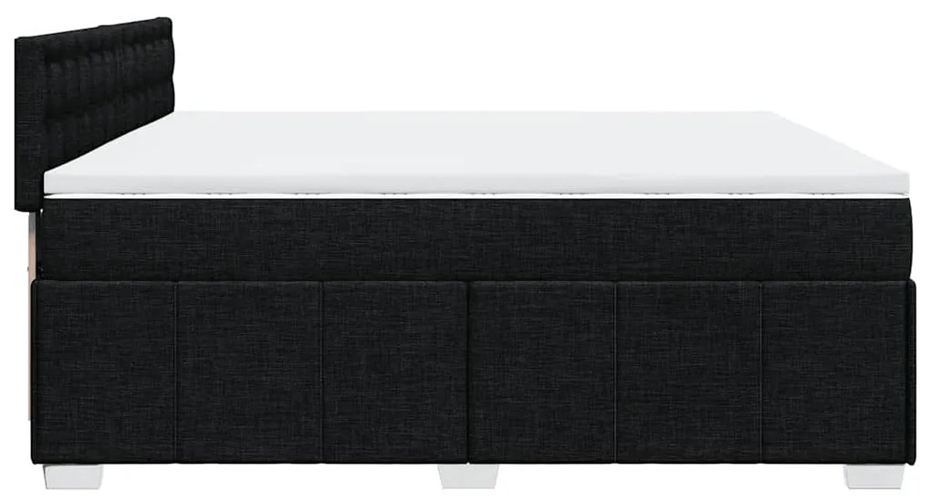 Cama com molas/colchão 200x200 cm tecido preto