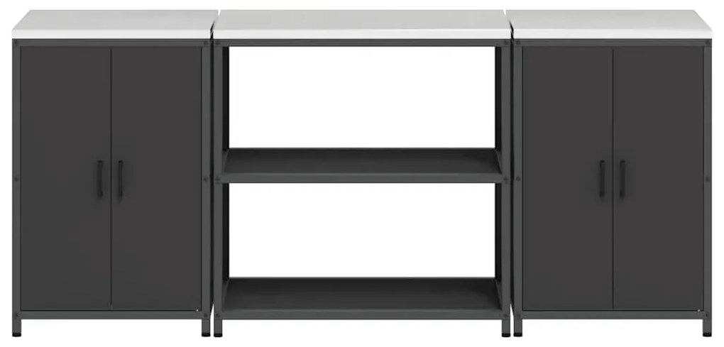 Conjunto de Armazenamento de Cozinha com prateleira 3 pcs Preto