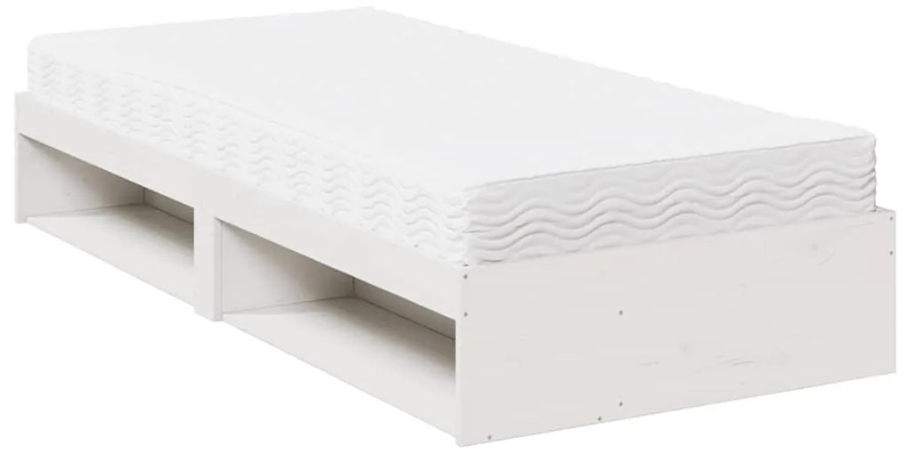 Sofá-cama com colchão 90x190 cm madeira de pinho maciça branco