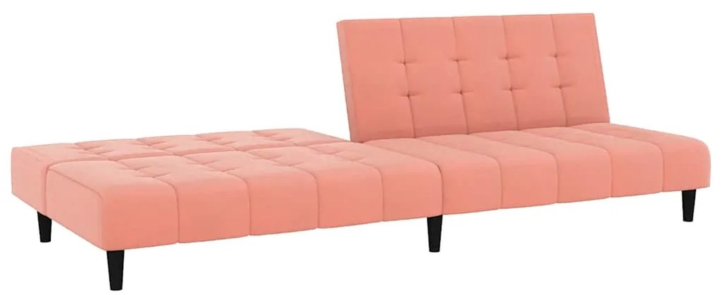 Sofá-cama de 2 lugares veludo rosa