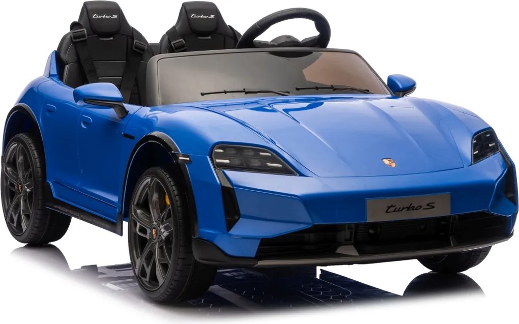 Carro elétrico para Crianças 24V Porsche Taycan Turbo S, 2 Lugares, Rodas Espuma EVA, assento couro ecológico Azul