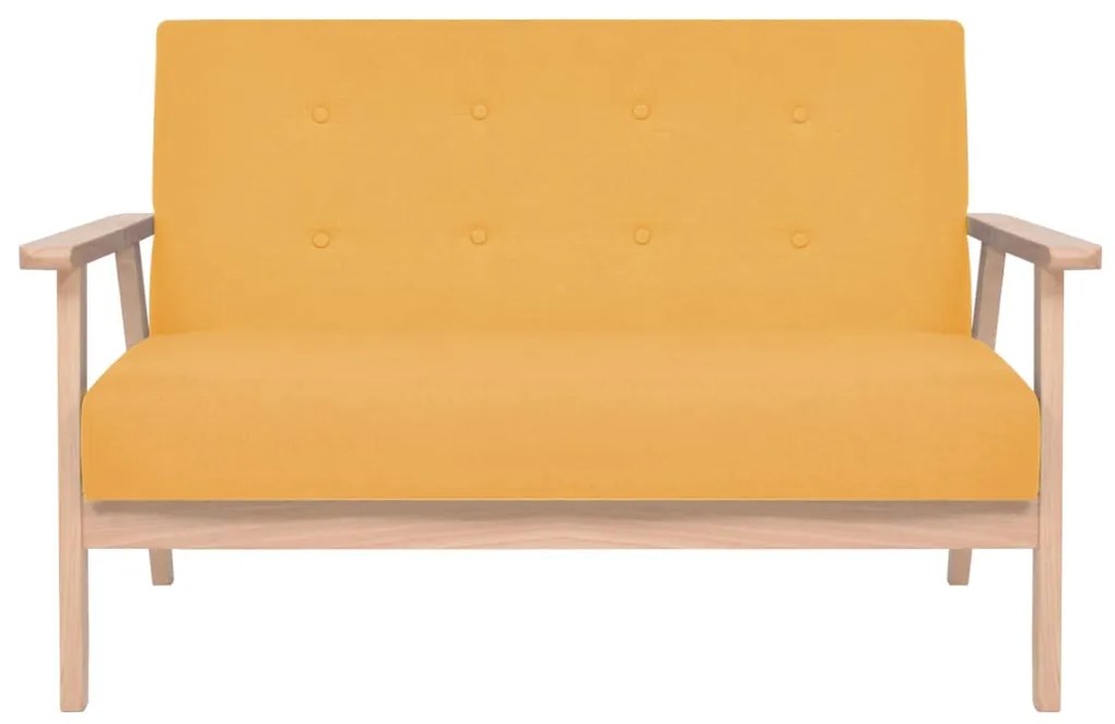 Conjunto de sofás 3 pcs tecido amarelo