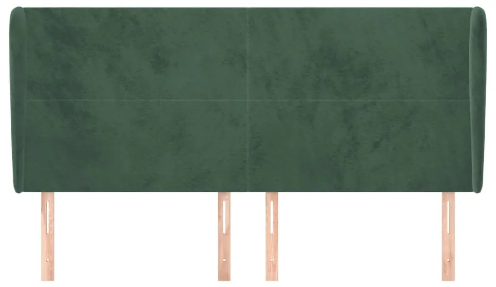 Cabeceira cama c/ abas veludo 183x23x118/128 cm verde-escuro