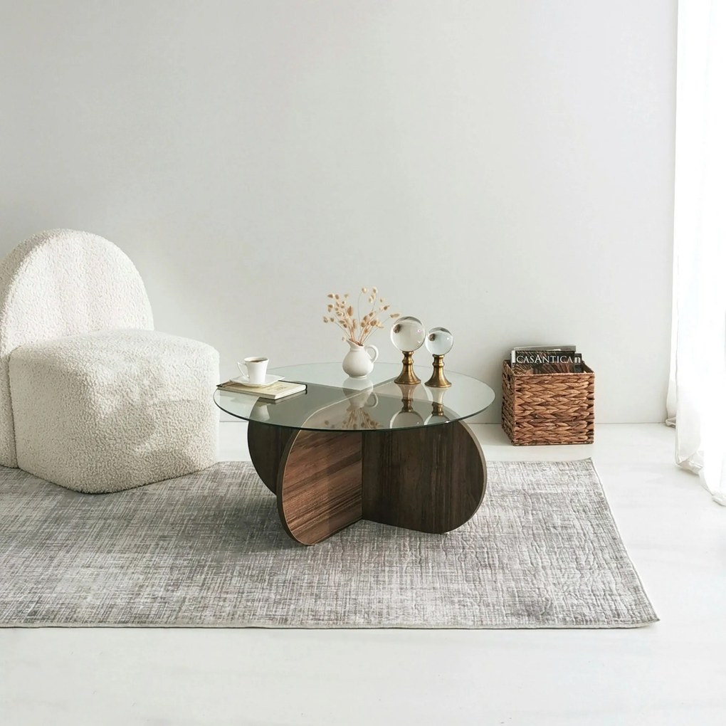Mesa de Café Bubble - Nogueira - 75x35x75 cm