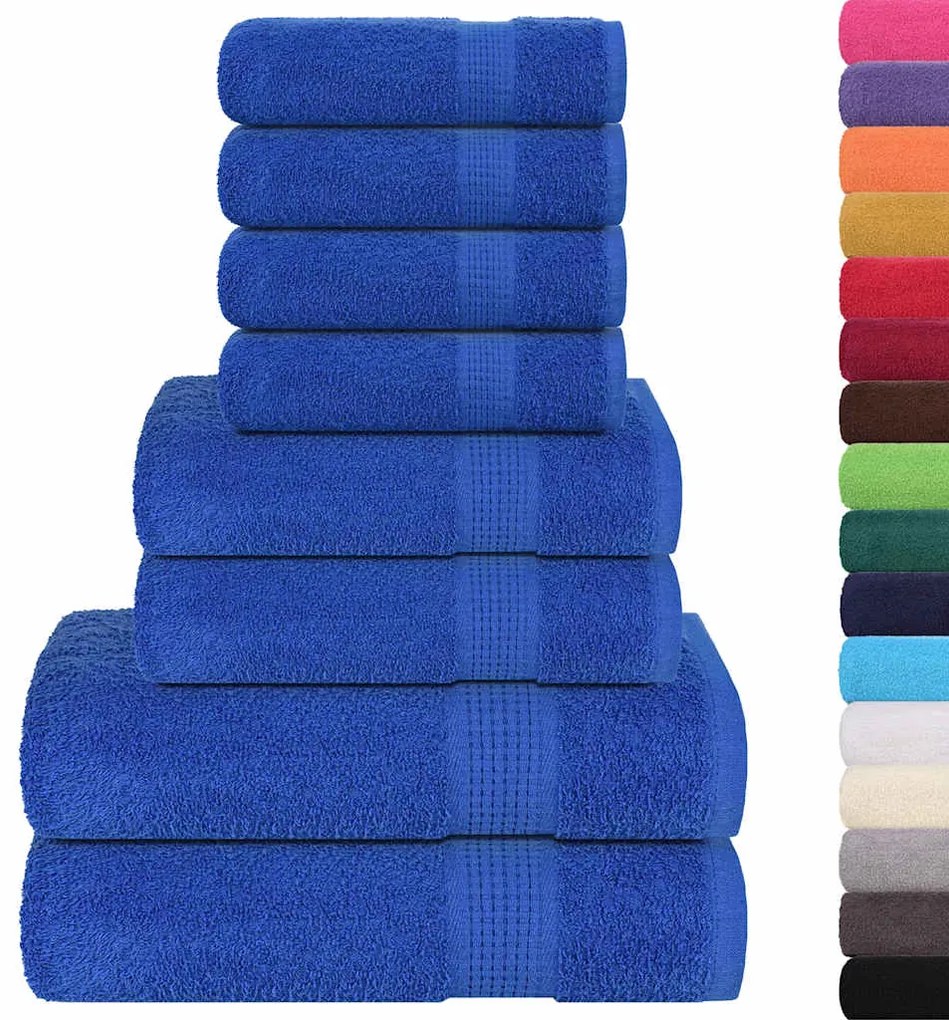 8pcs Conjunto toalhas banho 360 gsm 100% algodão azul