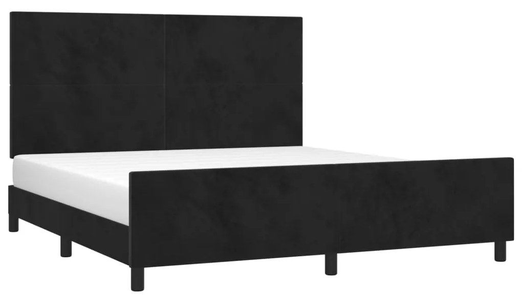 Estrutura de cama sem colchão 160x200 cm veludo preto