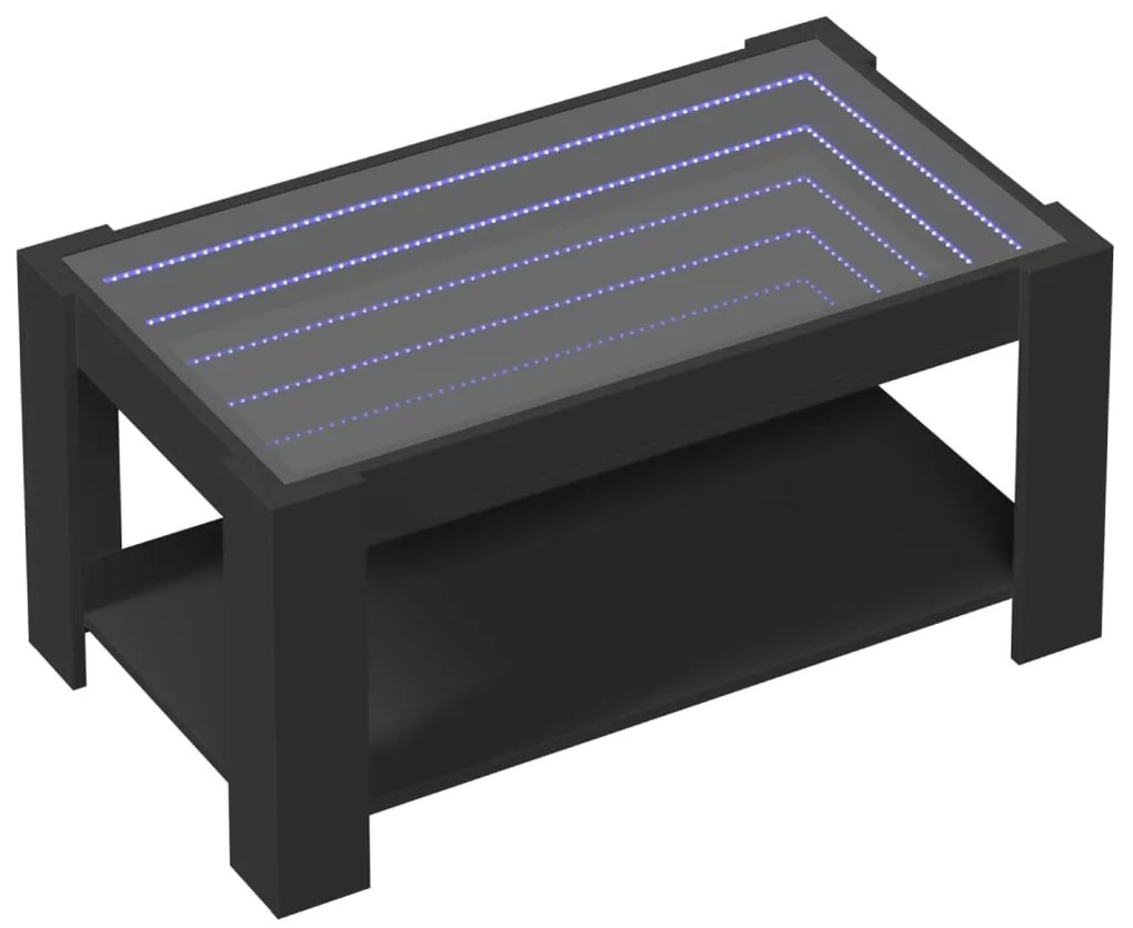 Mesa de centro c/ LEDs 93x53x45 cm madeira processada preto