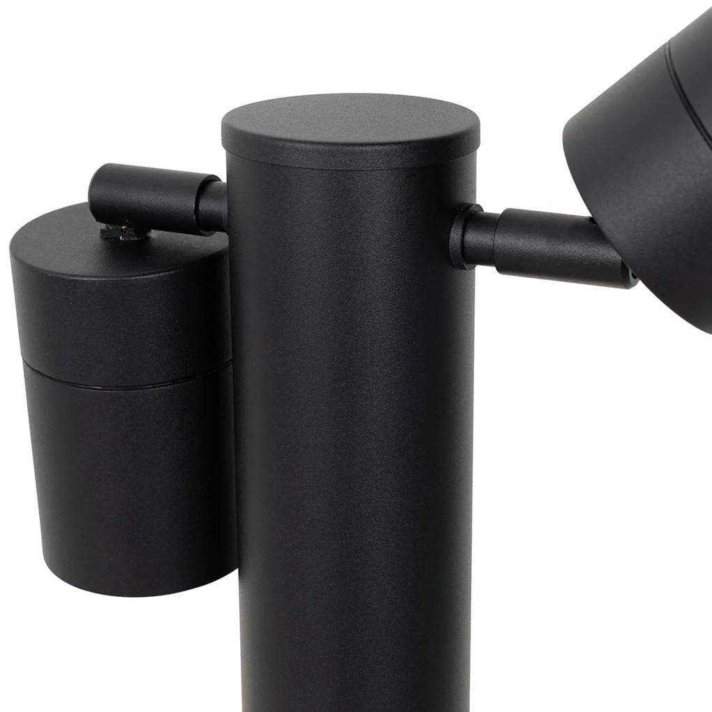 Candeeiro de exterior preto com estaca de terra e prensa-cabos 45cm 2-luzes IP44 - Duo