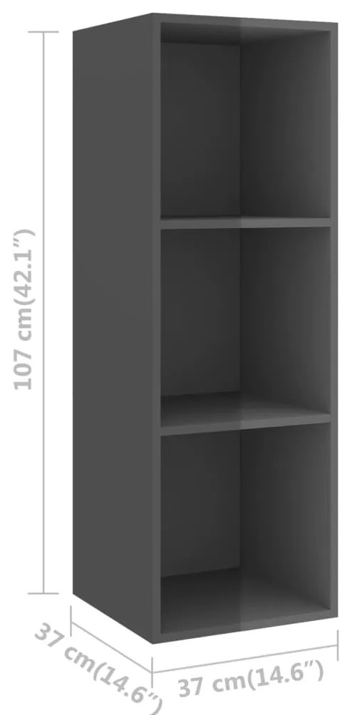 3 pcs conjunto móveis de TV derivados madeira cinza brilhante