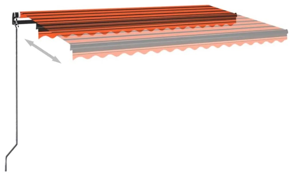 Toldo retrátil manual 400x350 cm laranja e castanho