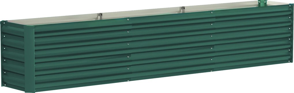 Outsunny Canteiro quadrado canteiro elevado em aço galvanizado barras de suporte e placas de canto fundo aberto 240 x 40 x 45 cm verde | Aosom Portugal