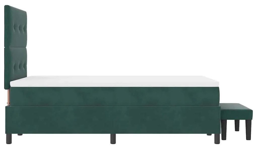 Cama Box Spring com Colchão &amp; Banco Verde Escuro 120x200 cm Veludo
