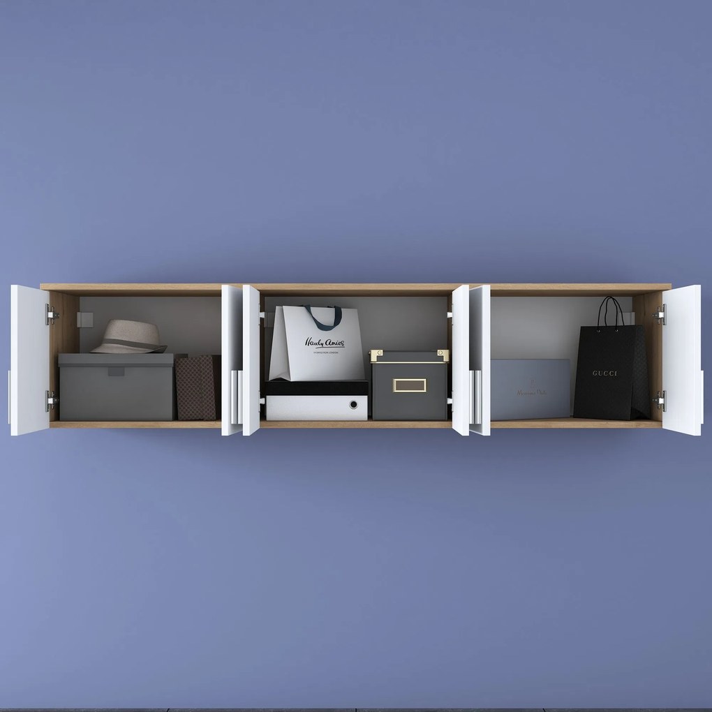 Prateleira de Parede EA114 – Nogueira e Branco – 180x41,4x37,5 cm
