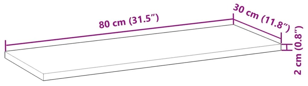 Prateleira flutuante 80x30x2 cm acácia maciça não tratada