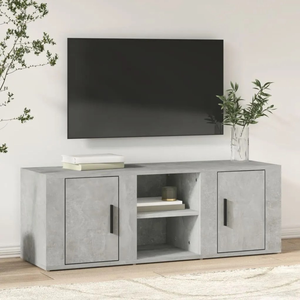 vidaXL Móvel p/ TV 100x31,5x35 cm derivados madeira cinzento cimento