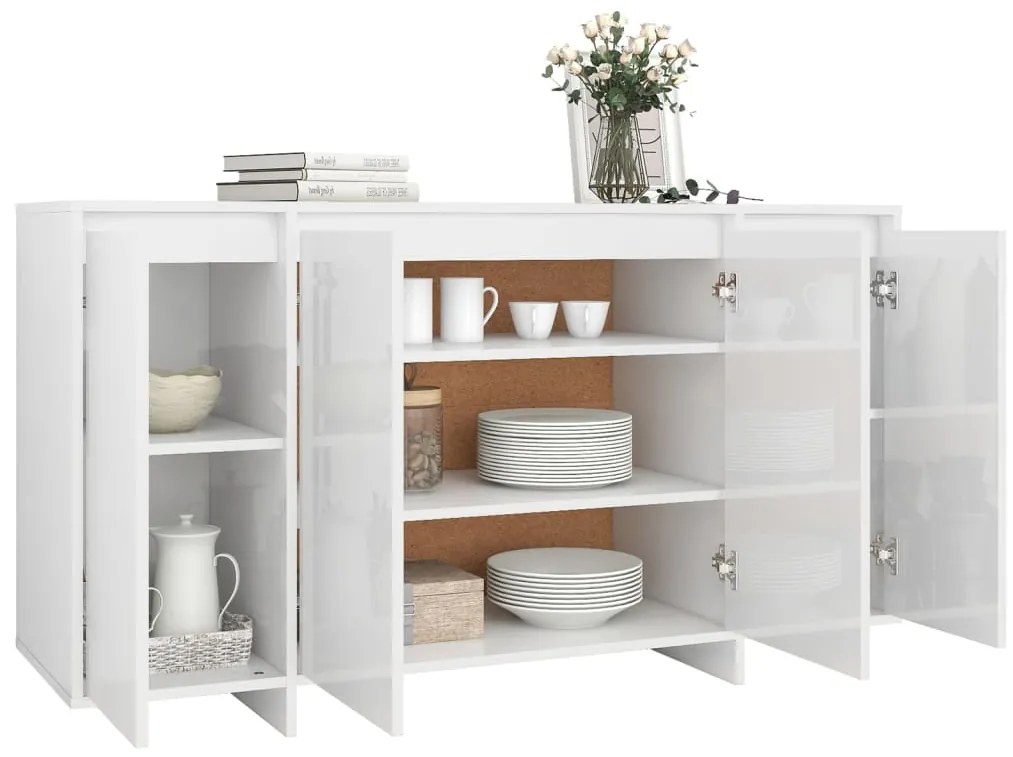 Aparador Endy de 135 cm - Branco Brilhante - Design Moderno