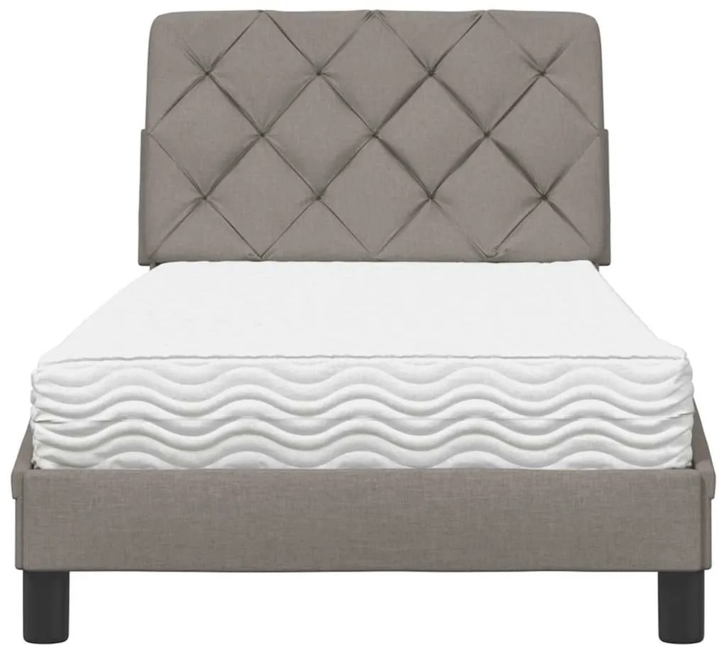 Cama com colchão 80x200 cm tecido castanho-acinzentado